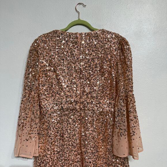 French Connection Dusty Pink Cellienne Sequin Mini Dress Sz 8 NWT - Picture 9 of 14